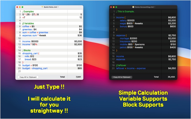 Note Calculator - Text Editor