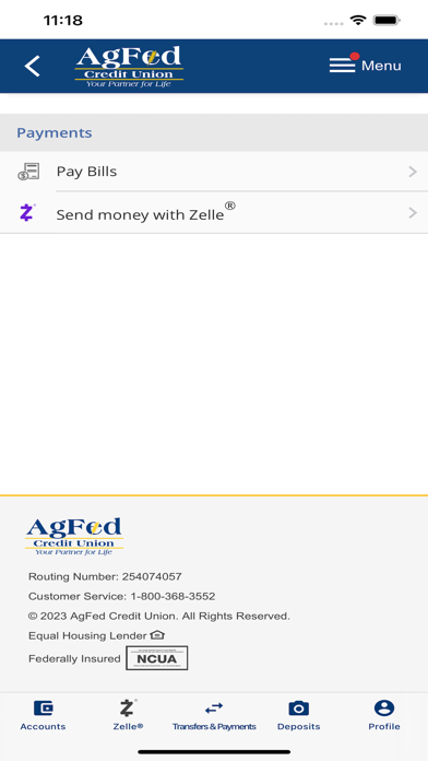 AgFed Credit Union Screenshot