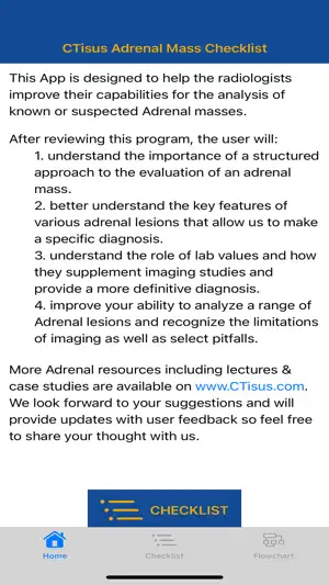 CTisus Adrenal Mass Checklist screenshot 1
