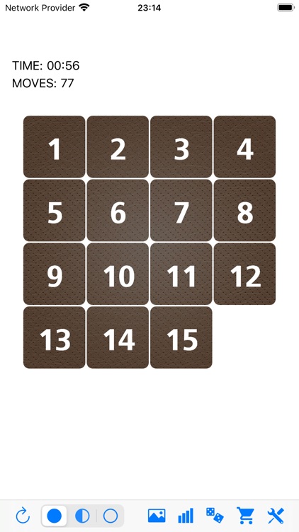 Fifteen sliding tiles puzzle