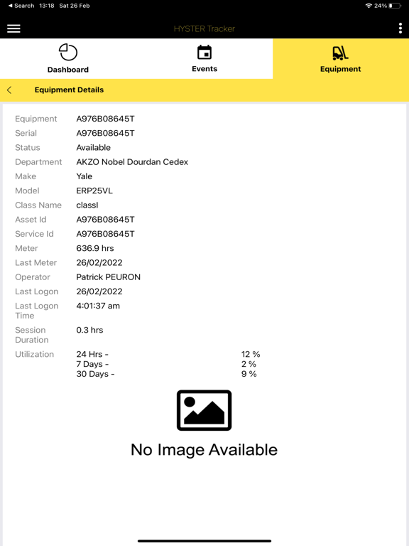 Hyster Tracker iPad screenshot