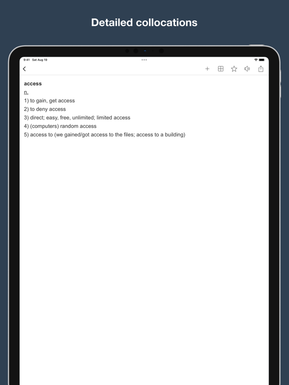 Vocabulary Builder: thesaurus, iPad screenshot