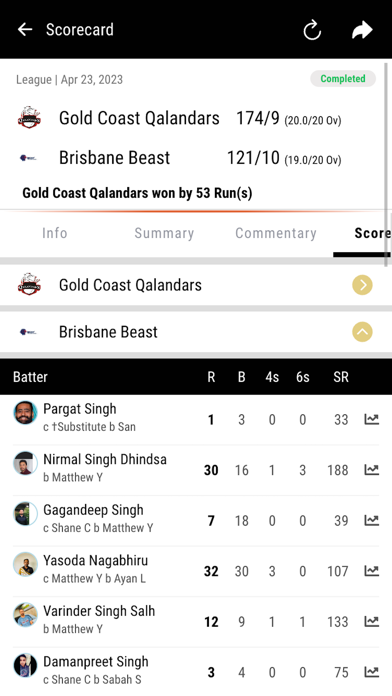 Brisbane Cricket League Screenshot