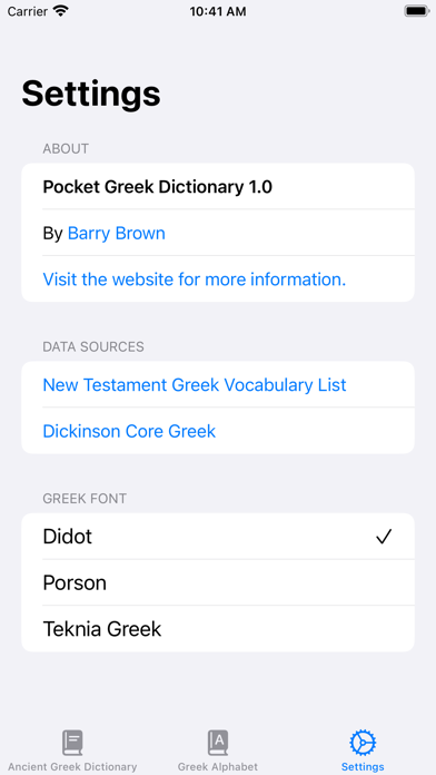 Pocket Greek Dictionary Screenshot