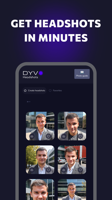 AI professional headshots Dyvo Screenshot