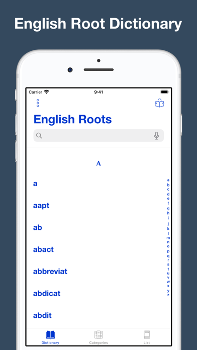 English Root Dictionary Screenshot
