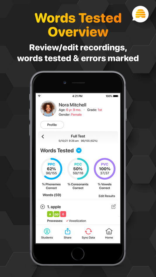 #7. Articulation Test Center Hive (iOS) 由: Little Bee Speech