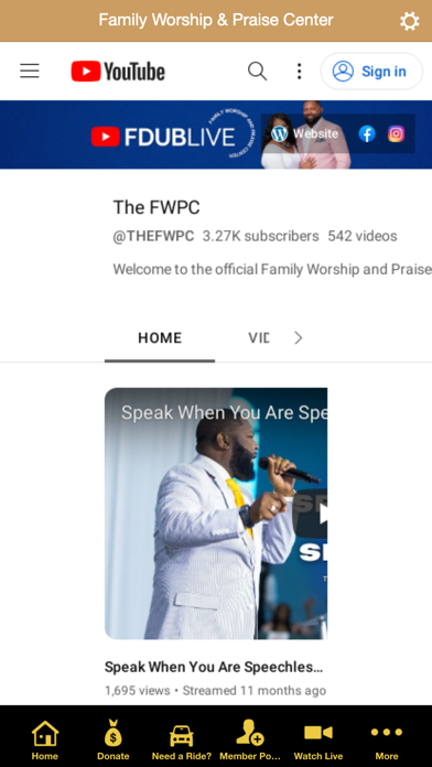 Family Worship & Praise Center Screenshot