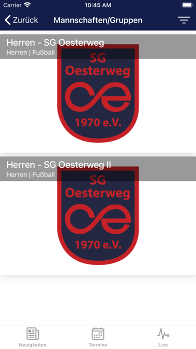 SG Oesterweg 1970 e. V. Screenshot