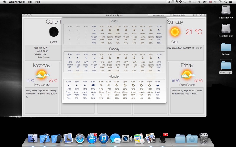 Weather Dock：1時間毎の天気予報 screenshot1