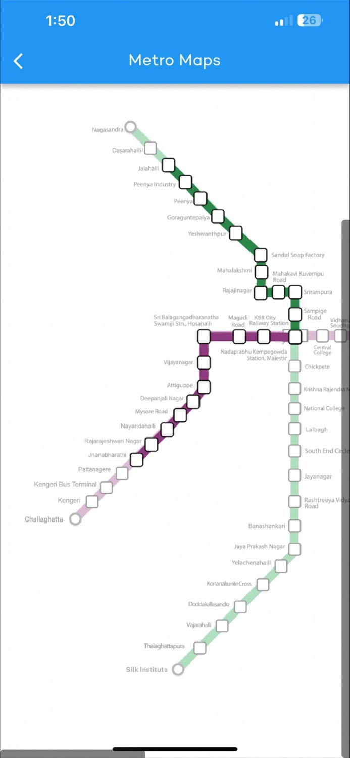 Bangalore Metro Timetable