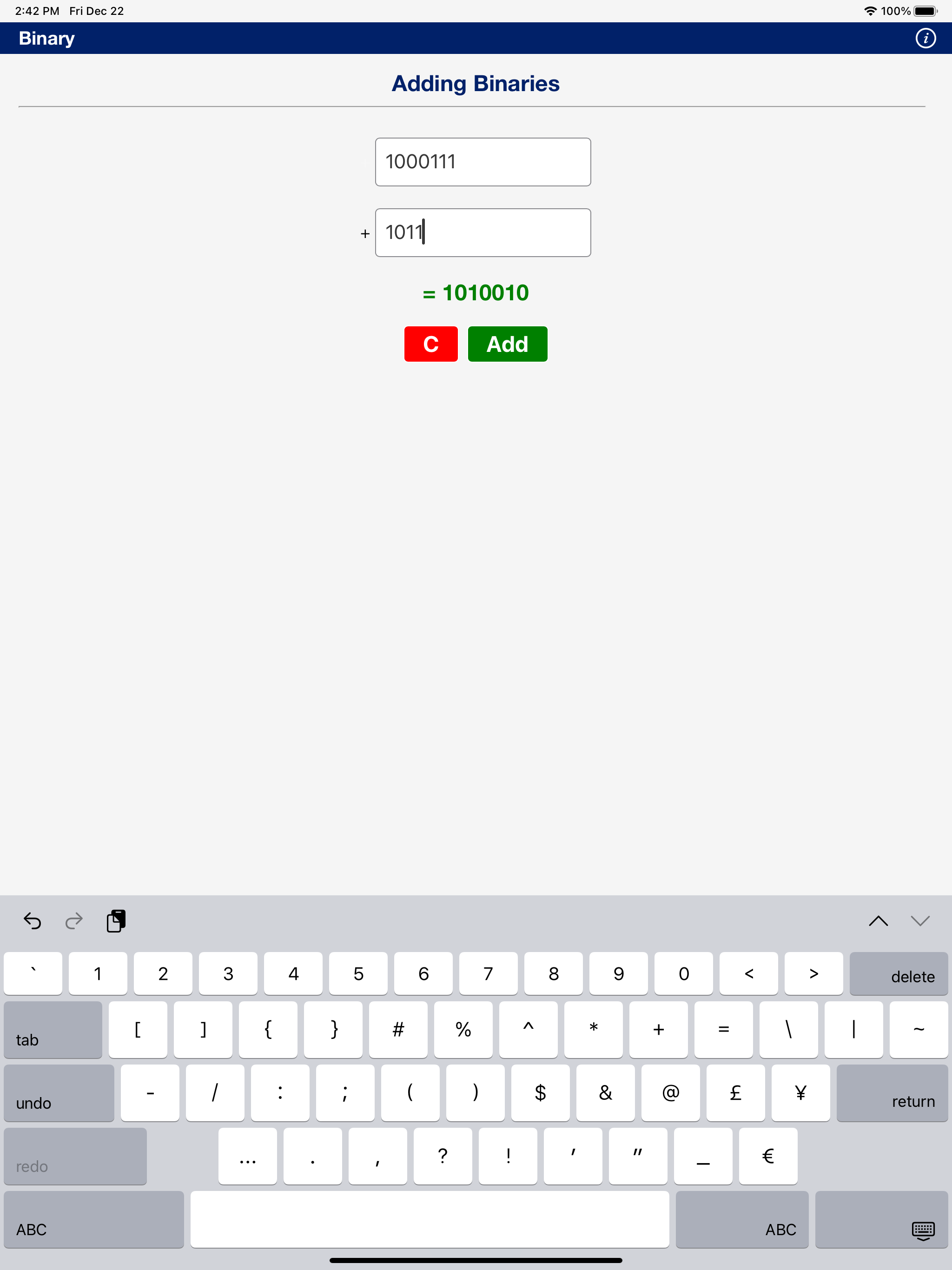 Binary Calculator