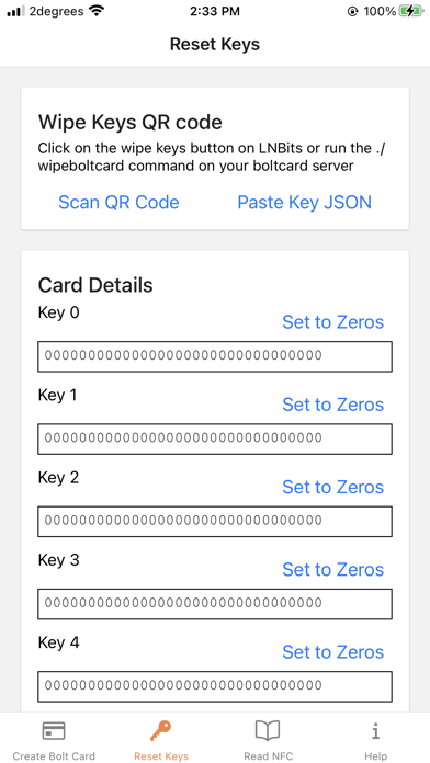Boltcard NFC Programmer Screenshot
