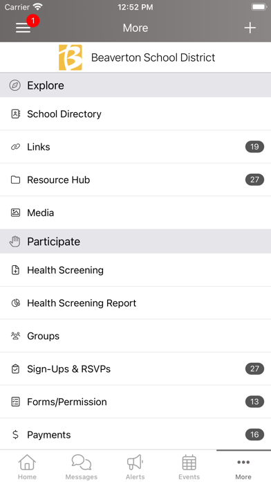 Beaverton School District Screenshot