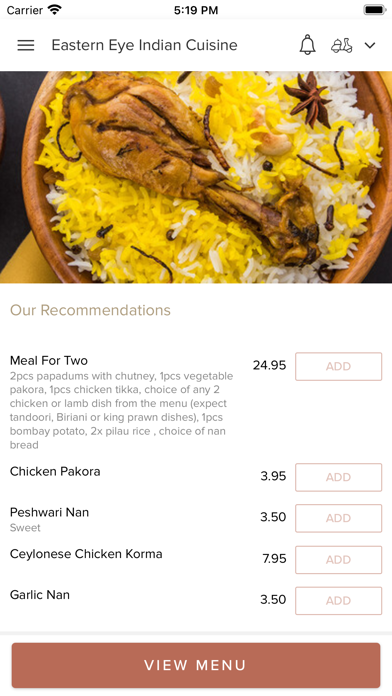 Eastern Eye Indian Cuisine. Screenshot