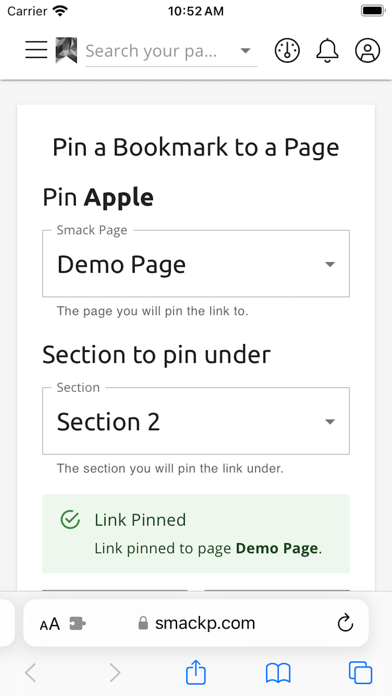 Smack P Bookmark Pinner Screenshot