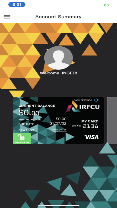 IRFCU Credit Card Screenshot
