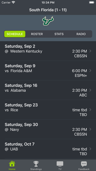 Tampa Bay Region Football App Screenshot