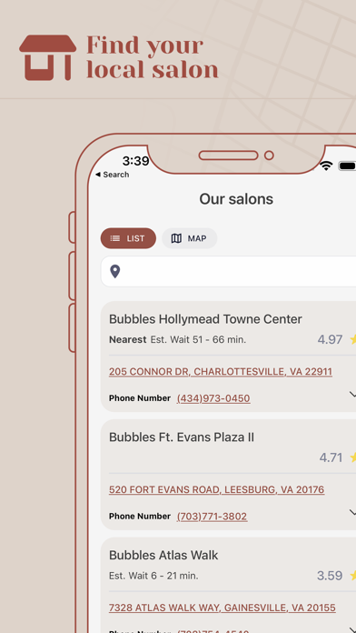 Bubbles Salons Screenshot