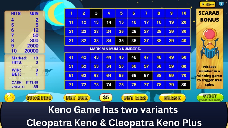 Cleopatra Keno - Bonus Keno screenshot-4