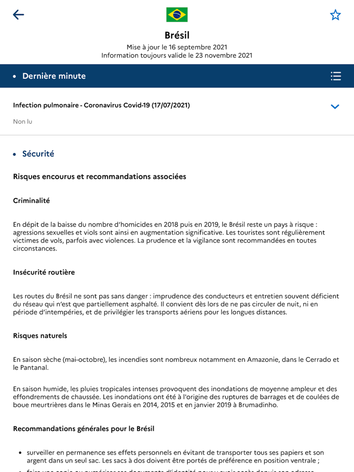 Conseils Aux Voyageurs MEAE