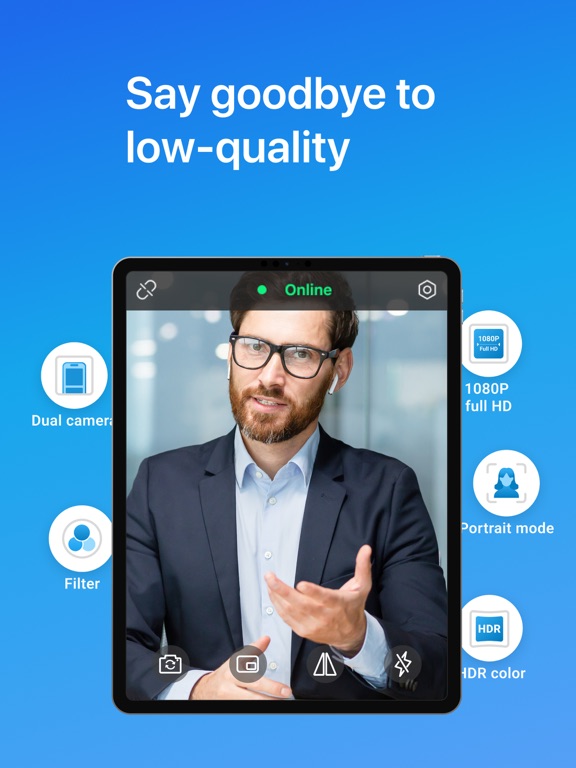 FineCam Webcam for PC and Mac iPad screenshot 3 - Photo & Video app