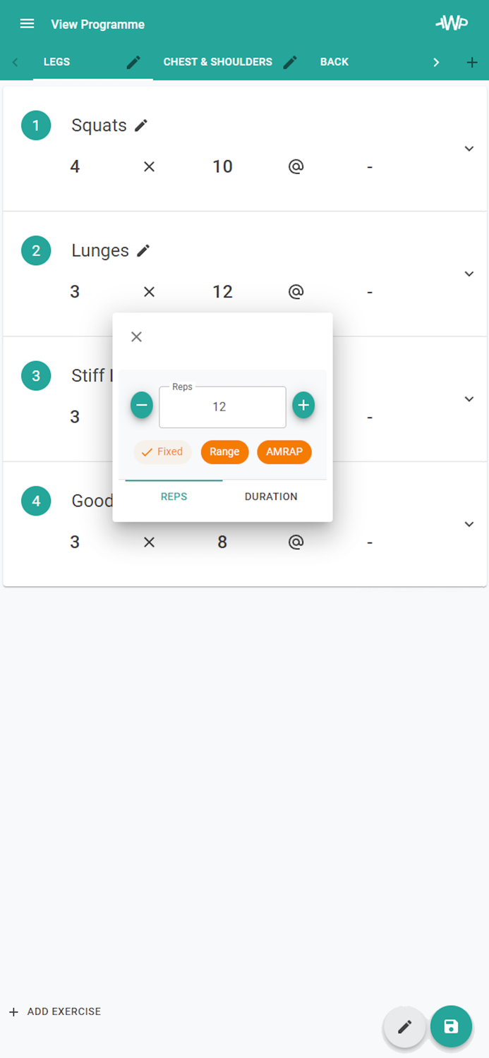 Workout Planner Coach  Client