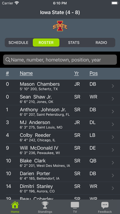 Iowa State Football Schedules Screenshot