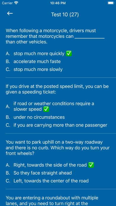 CA DMV Permit Test 2023 Screenshot