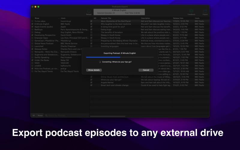 Screenshot #2 pour Podcasts Export