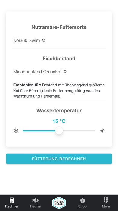 Screenshot #1 pour Nutramare - Koi Futterrechner