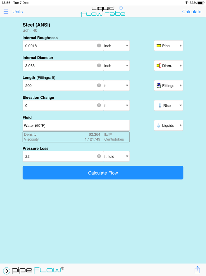Pipe Flow Liquid Flow Rate