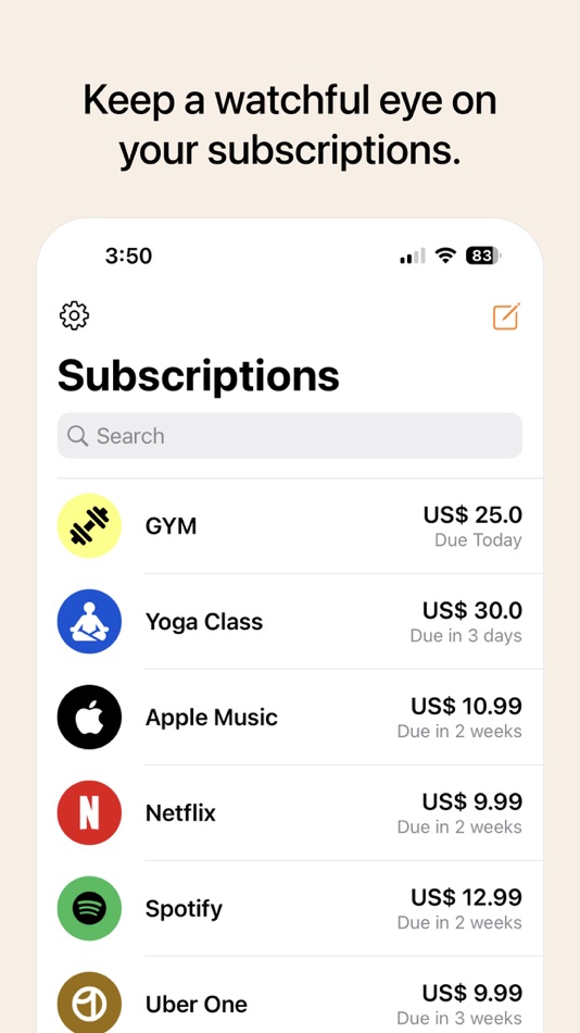 #1. SubVault - Track Subscriptions (iOS) Göre: Haniman Ananthamoorthy