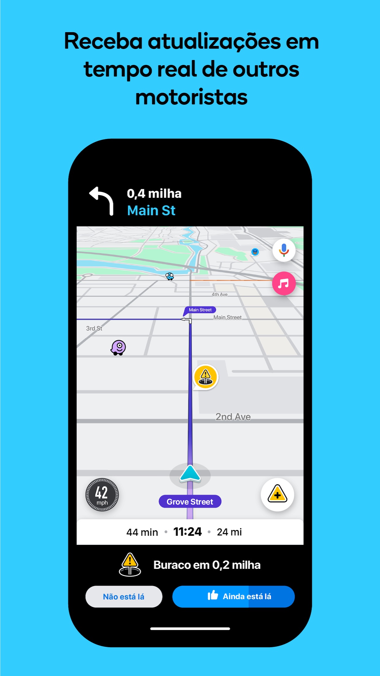 Screenshot do app Waze – GPS e Trânsito ao vivo
