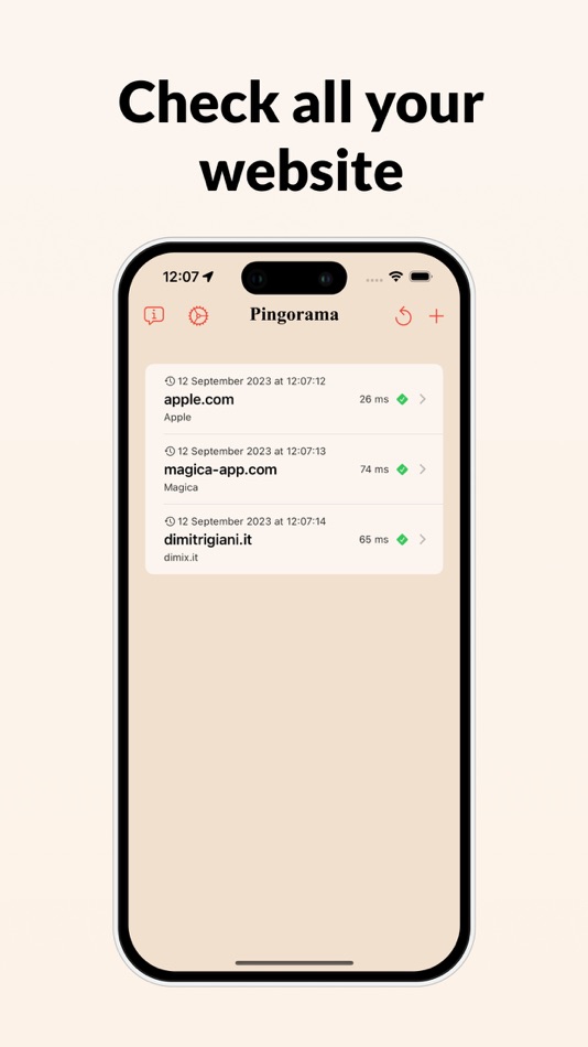 #1. Pingorama: Ping website (iOS) Podle: Dimitri Giani