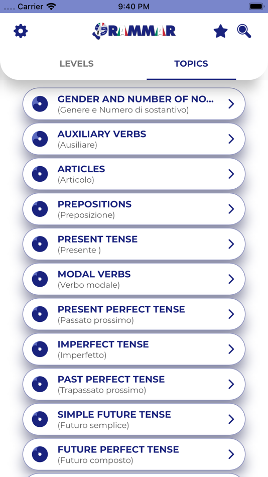 #6. Italian GrammarーLessons・Tests (iOS) 由: PORO Studio