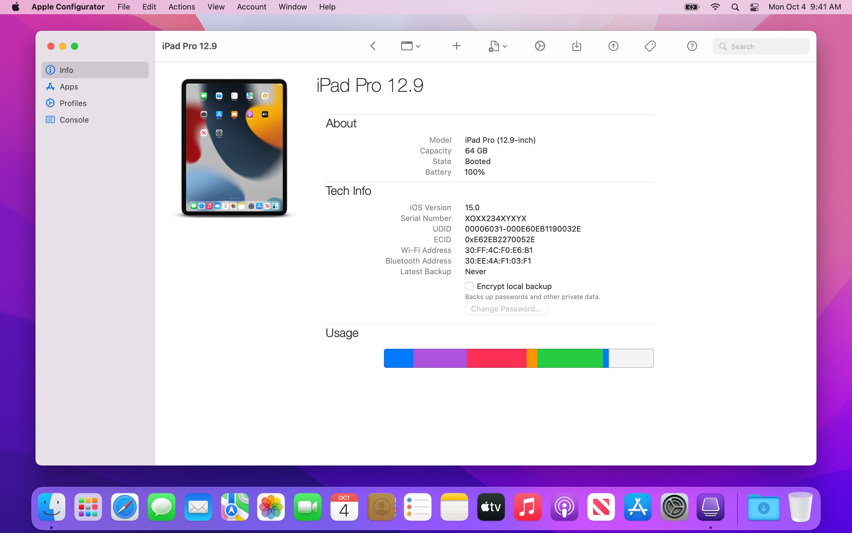 Screenshot do app Apple Configurator