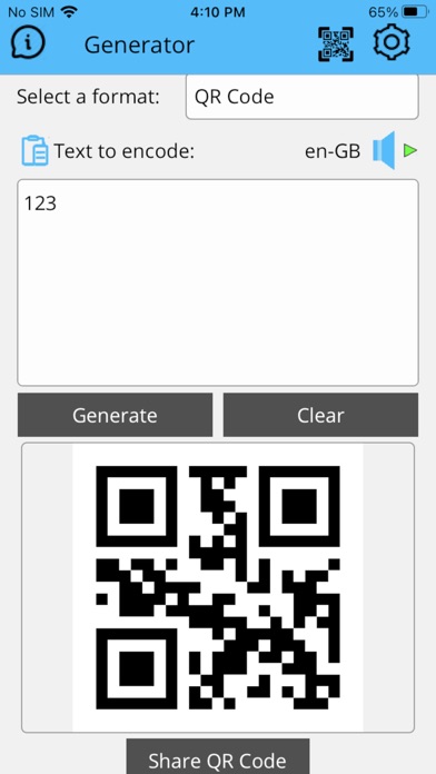 Barcode generator and scanner Screenshot