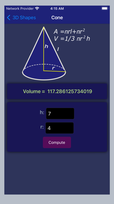 Area and Volume Calc lite Screenshot