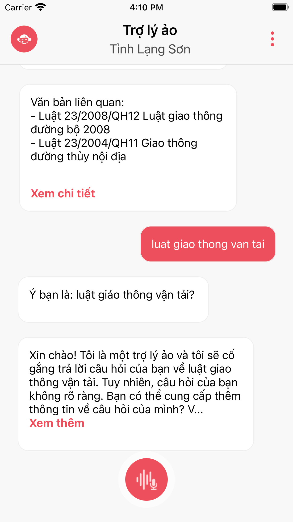Trợ lý ảo - Tỉnh Lạng Sơn
