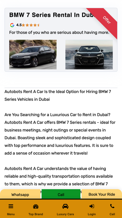AutoBots Car Rental Screenshot