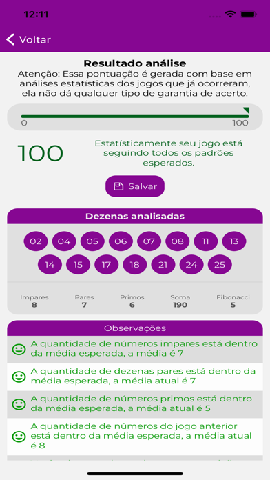 Lotofácil estatísticas PRO Screenshot