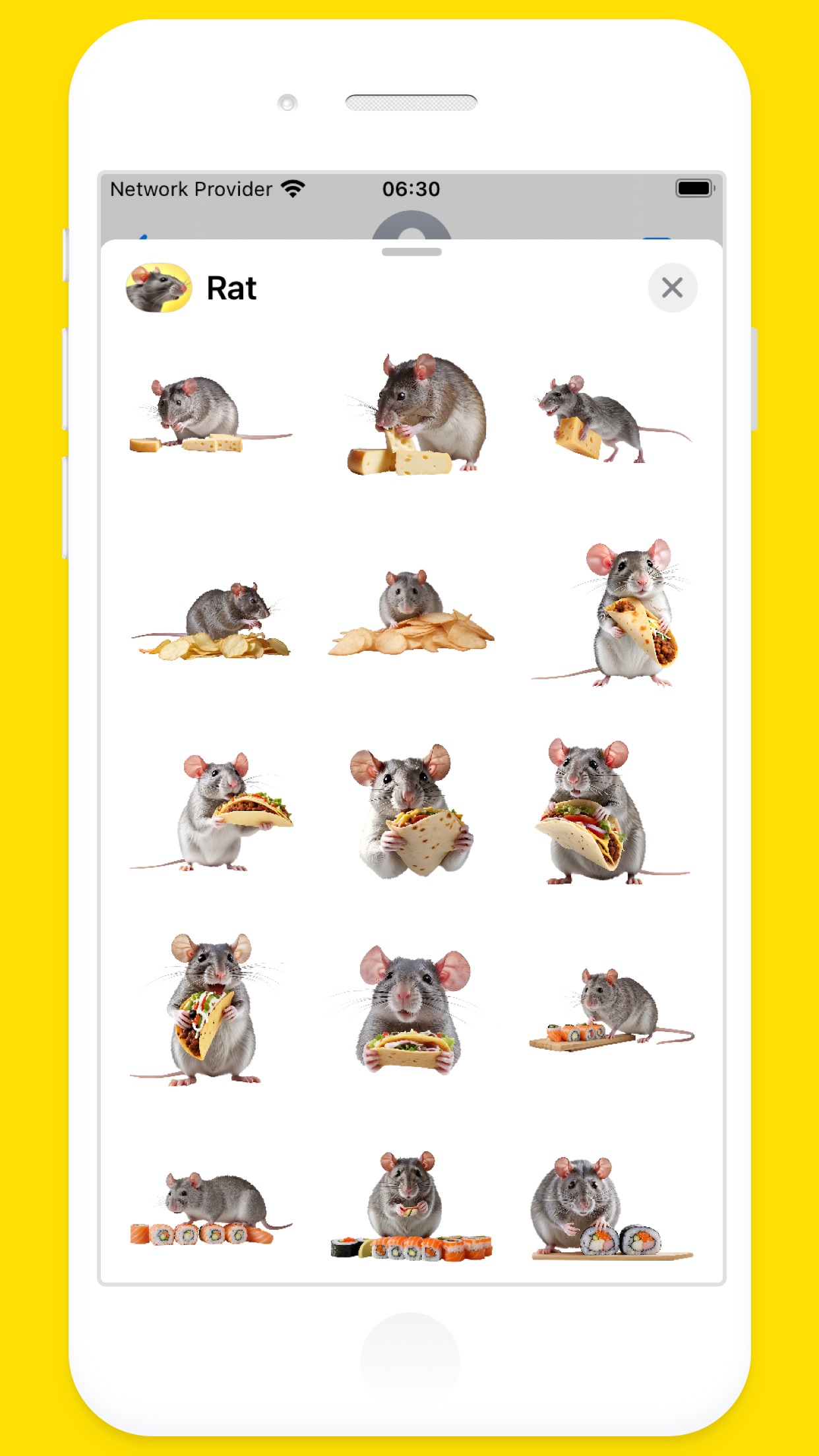 Screenshot do app Rat Stickers: Pizza, Burger...