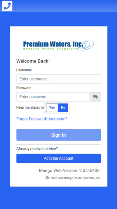 Premium Waters Delivery Screenshot