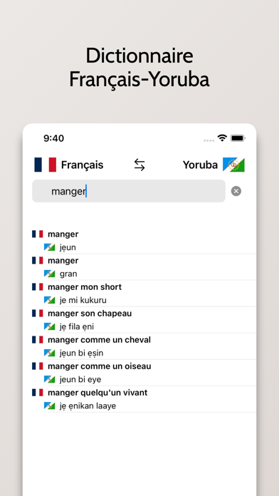 Dictionnaire Yoruba-Français Screenshot