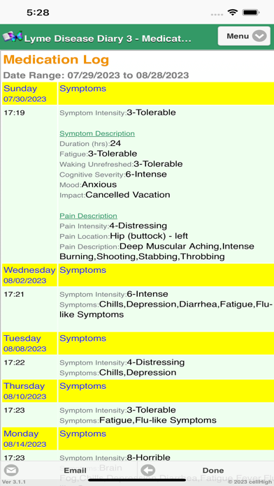 Lyme Disease Diary 3 Screenshot
