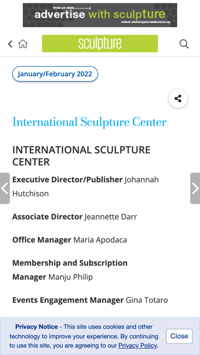 Sculpture magazine Screenshot