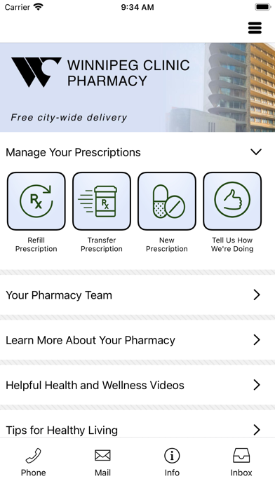 Winnipeg Clinic Pharmacy Screenshot