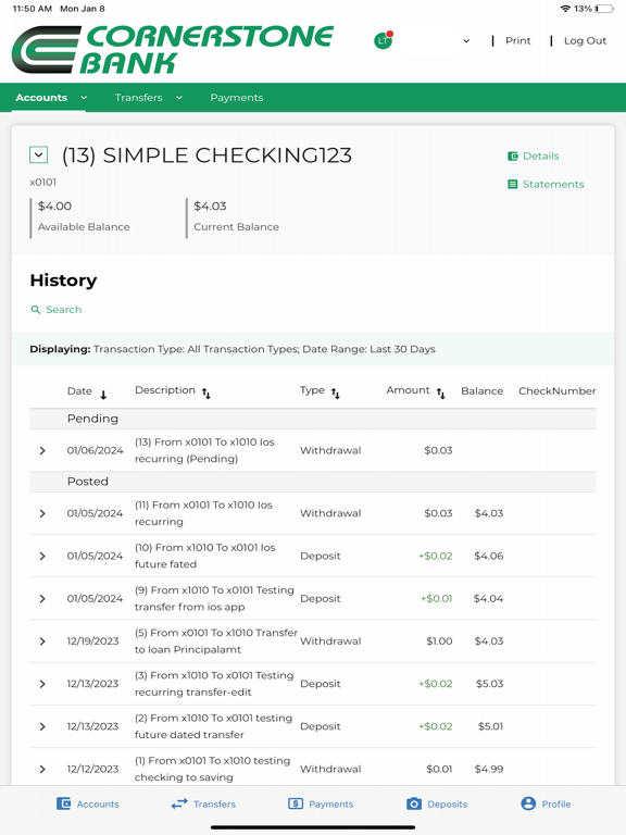 Cornerstone Bank (IA) Mobile iPad screenshot 4 - Finance app