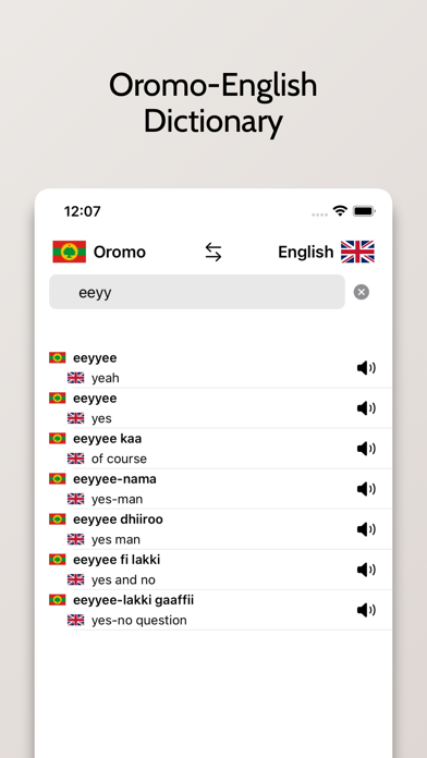 Oromo-English Dictionary Screenshot